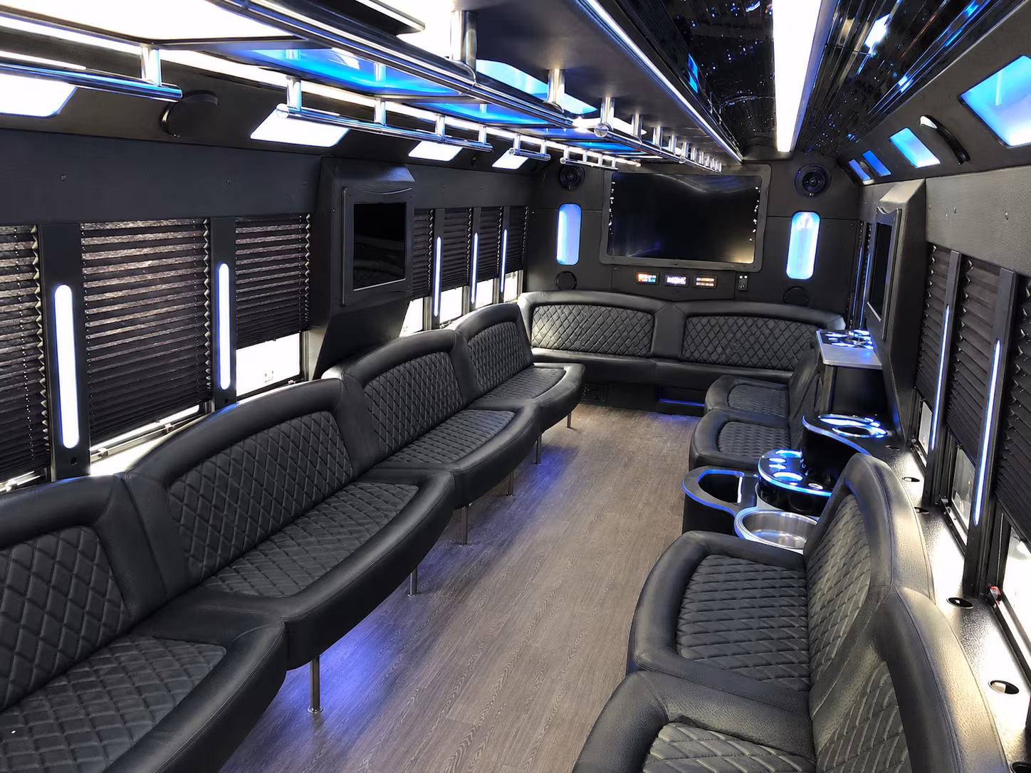 Passenger watching the Miami Gardens scenery during a regional party bus road trip