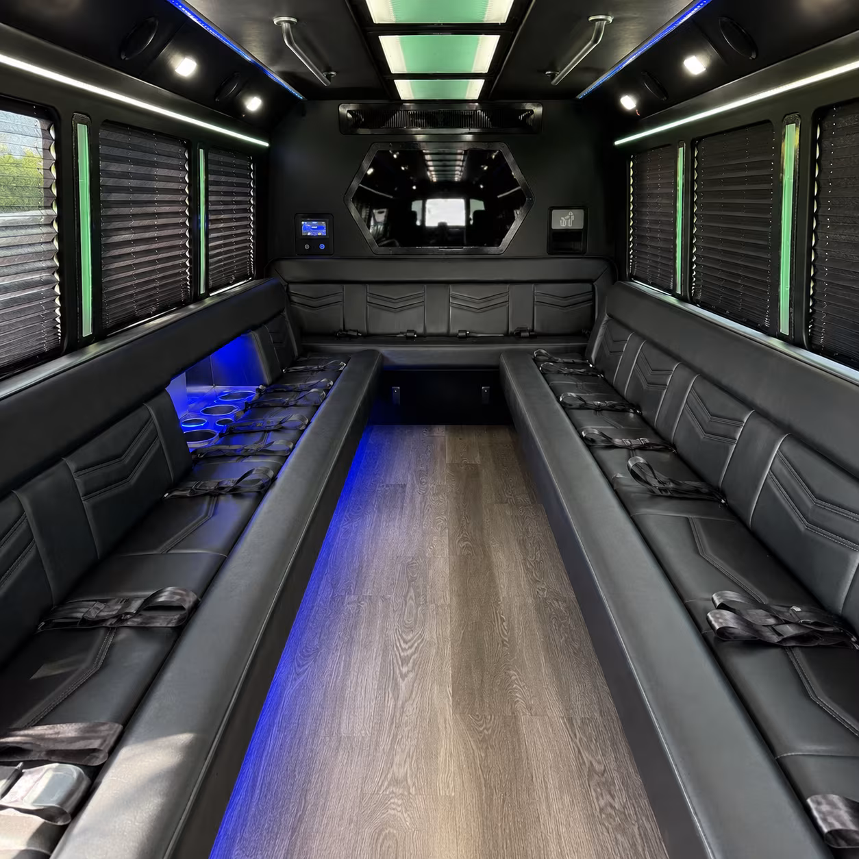 Interior of a party bus rental serving Miami Gardens