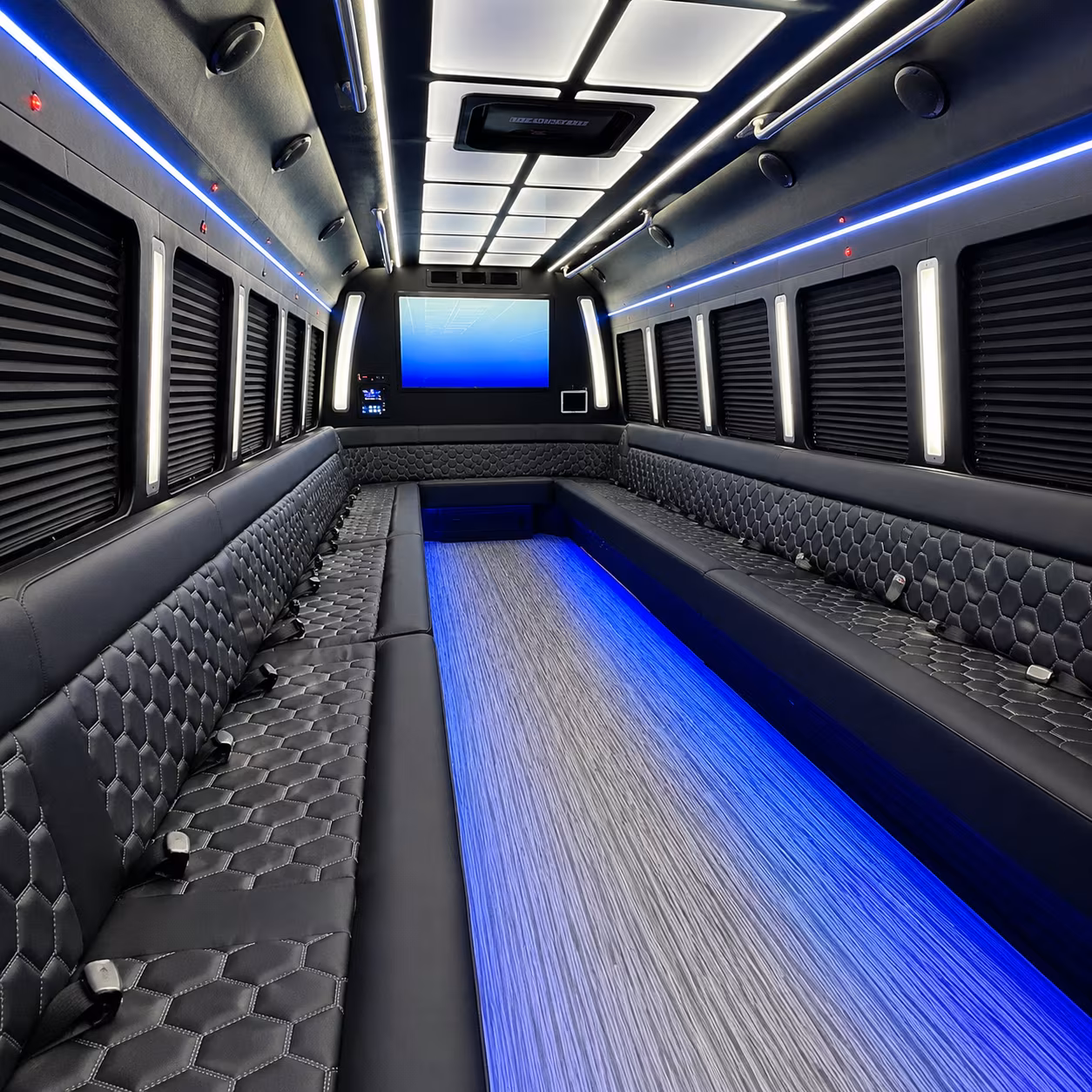 Miami Gardens Wedding Transportation party bus interior