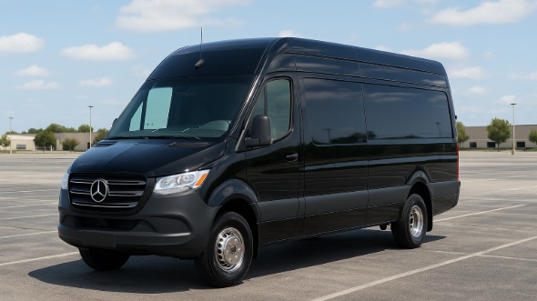 Exterior of Charter Bus Company Doral's 14 Passenger Sprinter Limousine in Doral