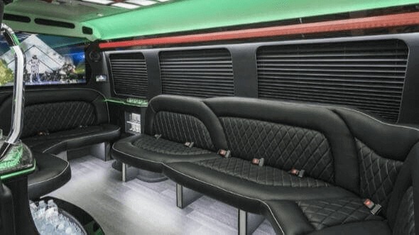 Interior of Charter Bus Company Doral's 14 Passenger Sprinter Limousine in Doral