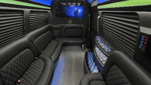 Interior of Charter Bus Company Hialeah's 14 Passenger Sprinter Limousine in Hialeah