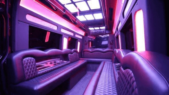Interior of Charter Bus Company Miami's 15 Passenger Party Bus in Miami