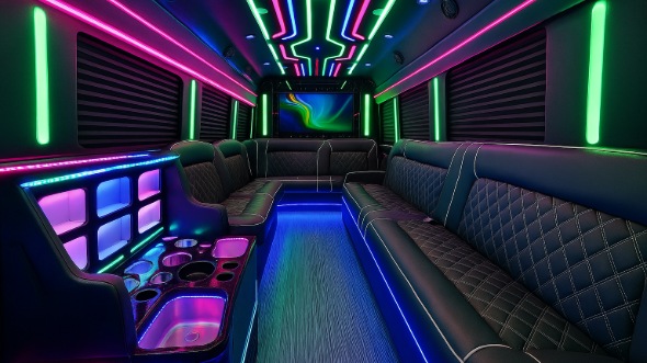 Interior of Charter Bus Company Fort Lauderdale's 20 Passenger Party Bus in Fort Lauderdale