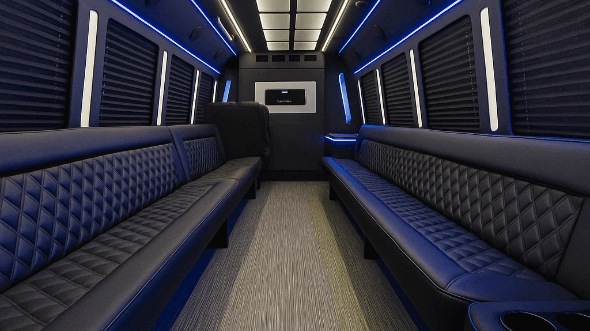 Interior of Charter Bus Company Hollywood's 25 Passenger Party Bus in Hollywood