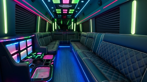 Interior of Charter Bus Company Miami's 25 Passenger Party Bus in Miami
