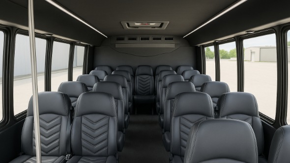 Interior of Charter Bus Company Miami Gardens's 28 Passenger Minibus in Miami Gardens