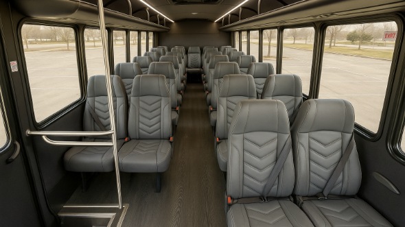 Interior of Charter Bus Company Miami Gardens's 30 Passenger Minibus in Miami Gardens