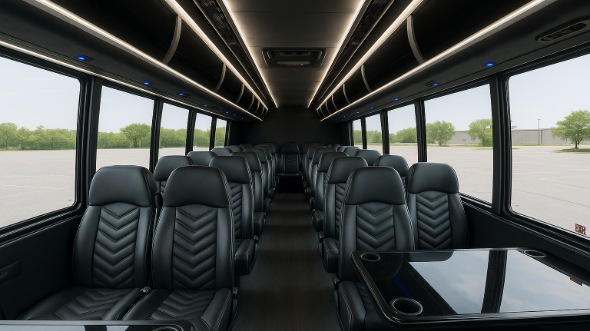 Interior of Charter Bus Company Miami Gardens's 35 Passenger Mini Bus in Miami Gardens