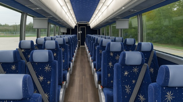 Interior of Charter Bus Company Miami Gardens's 40 Passenger Charter Bus in Miami Gardens