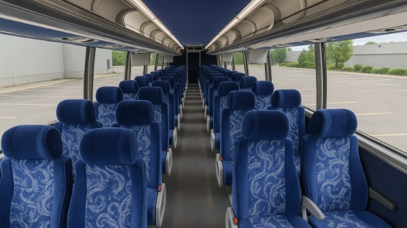 Interior of Charter Bus Company Miami Gardens's 46 Passenger Charter Bus in Miami Gardens