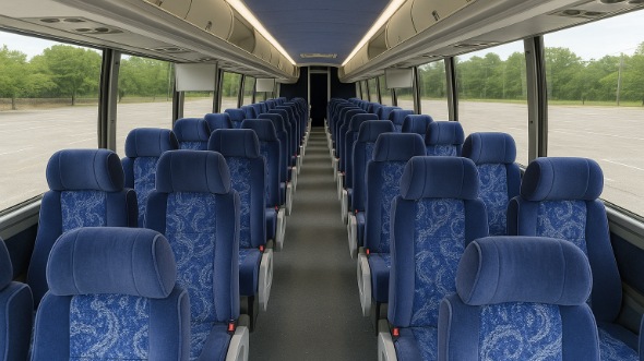 Interior of Charter Bus Company Miami Gardens's 47 Passenger Charter Bus in Miami Gardens