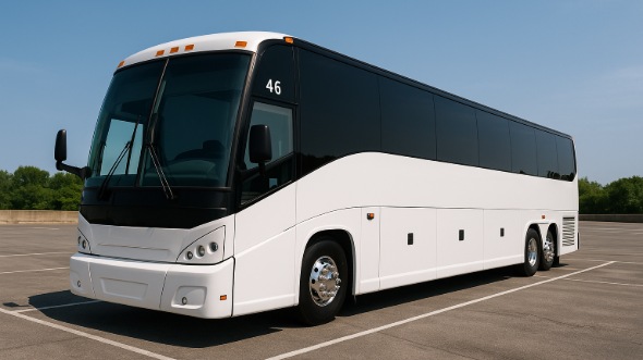 Exterior of Charter Bus Company Miami Gardens's 48 Passenger Charter Bus in Miami Gardens