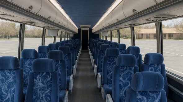 Interior of Charter Bus Company Miami Gardens's 51 Passenger Charter Bus in Miami Gardens