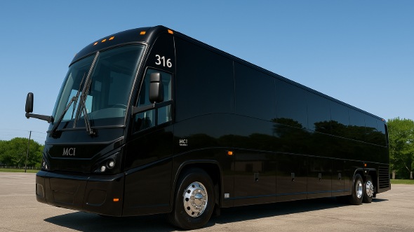 Exterior of Charter Bus Company Miami Gardens's 55 Passenger Charter Bus in Miami Gardens